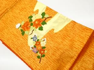 金駒刺繍曲線に牡丹・桔梗模様名古屋帯